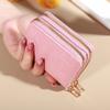 Elegante cartera multitarjetas para mujer - Cartera de mano con doble cremallera | Monedero informal de piel sintética con elegante tarjetero de cocodrilo