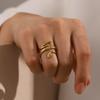 Yori Waterproof Stainless Steel Charm Snake Ring Statement Texture Adjustable Golden Personality Jewelry Accessories