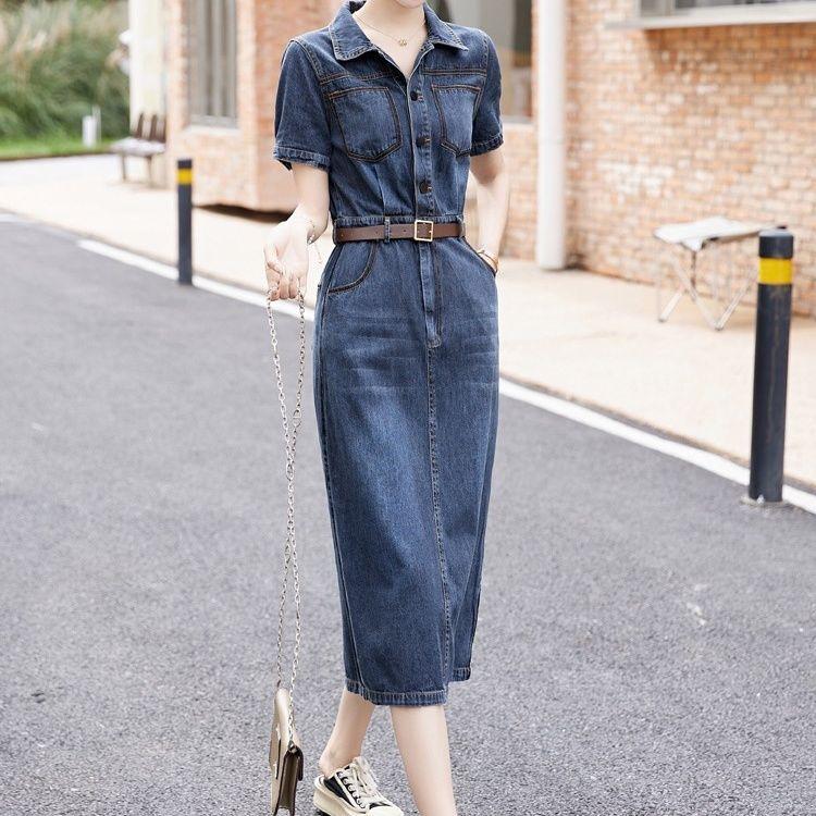 

Удобное летнее платье со стильной джинсовой рубашкой XXL