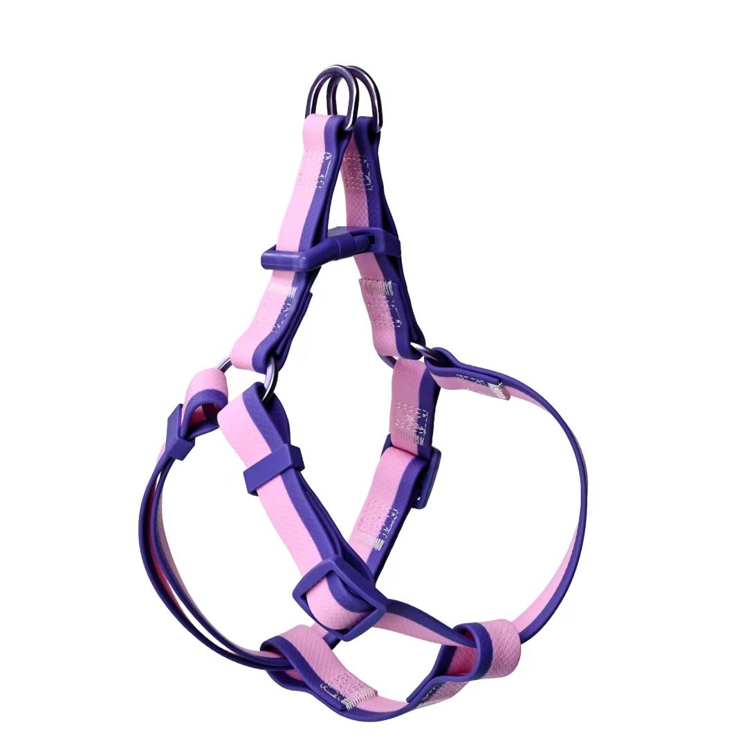 Custom Waterproof PVC Encapsulated Webbing Y-Shaped Dog Harness No Pull Adjustable Durable Soft Pet Walking Vest Lead Leash Set (Pink,S 2.0*40cm~50cm) розовый