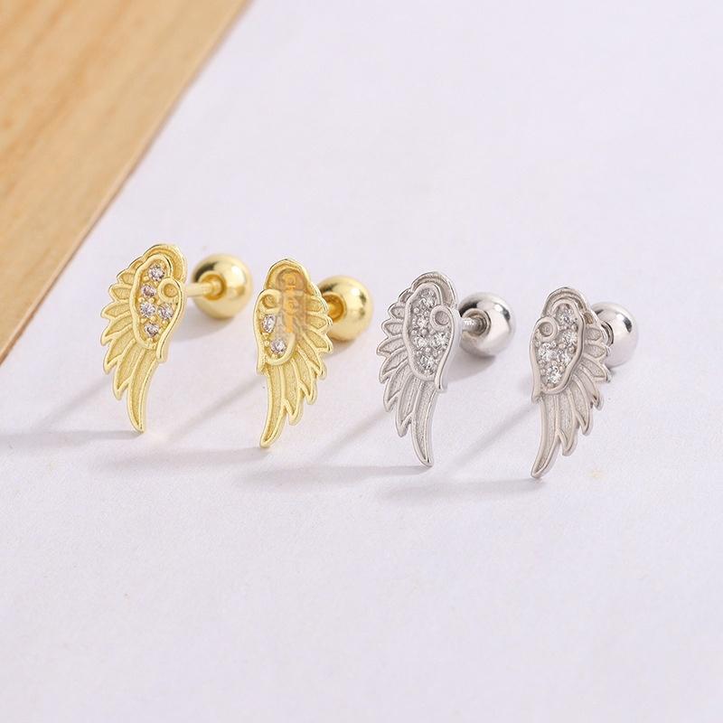 Fashion Zircon Wing Stud Earrings For Women Luxury Shiny Creative Angel Wings Ear Studs Jewelry Gifts