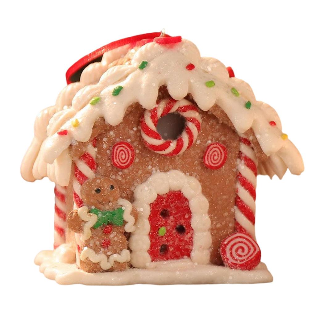 Resin Christmas Pendant LED Light Cottage House Gift Rustic Village for Indoor