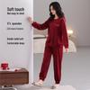 Women's Cozy Red Coral Fleece Homewear - Festive Casual Style for Autumn & Winter