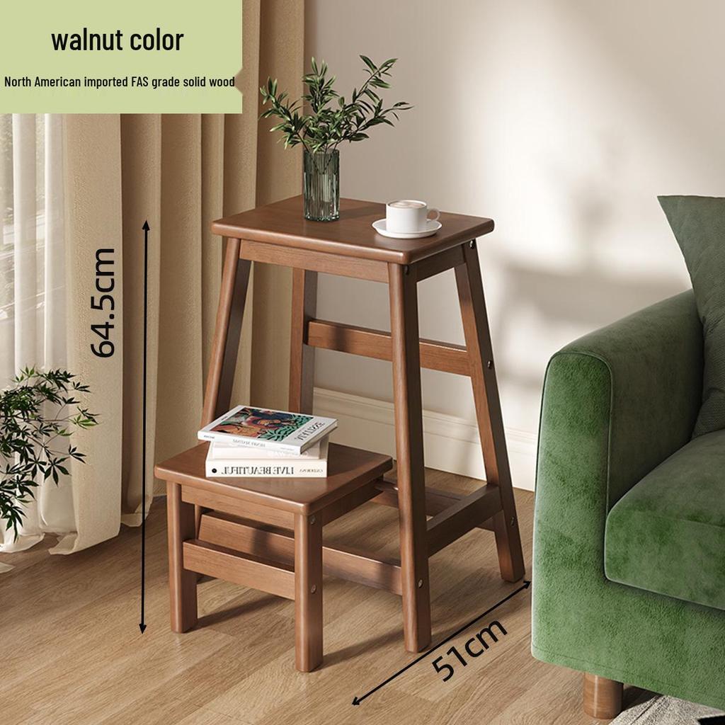 Multifunctional Solid Wood Folding Step & Bar Stool for Reaching High Places and Climbing, with Dual-Use Design