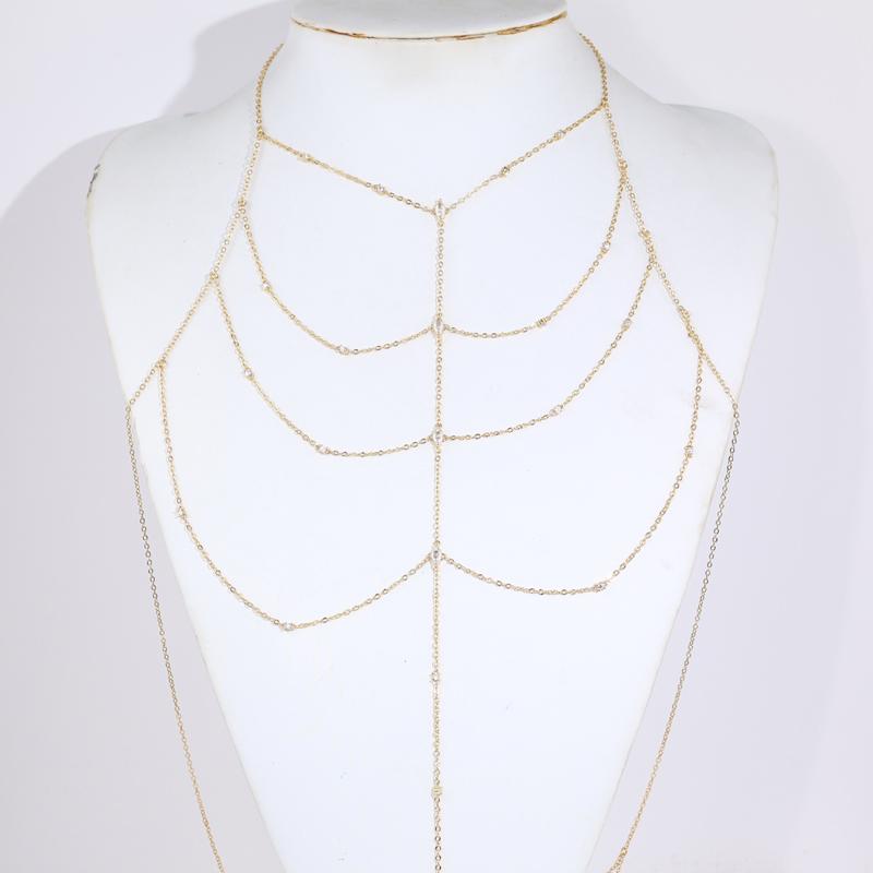 Cadena Corporal de Latón Chapado en Oro de 18 Quilates para Mujer Cadena de Borla Sexy para Dama Circonita Joyería de Moda para Aniversarios Otros Múltiples Piezas