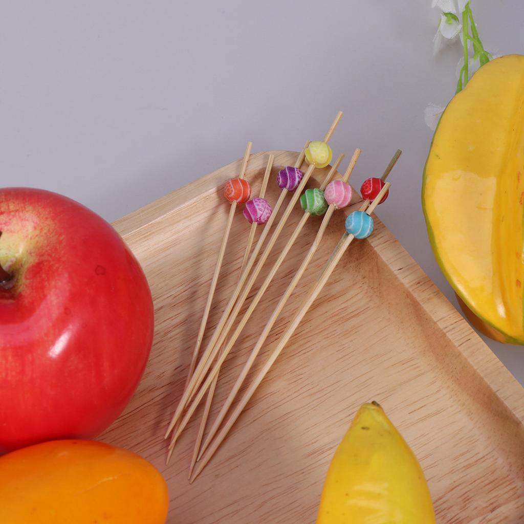100Pcs Bamboo Fruit Picks Handmade Creative Cocktail Sticks Elegant Bar Party Appetizer Picks for Home Club Ktv