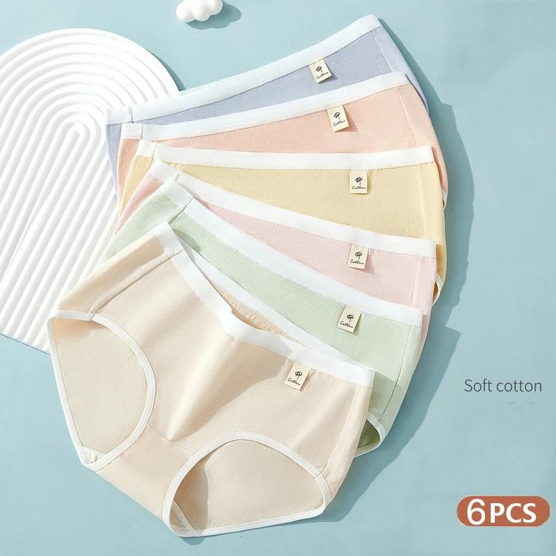 

Жіночі трусики з 6 шт. Бавовняна дихаюча нижня білизна Труси для дівчат, однотонні трусики, м’які труси, сексуальна жіноча нижня білизна з низькою талією M-2XL M