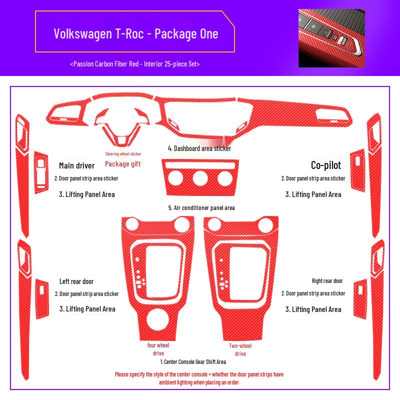 18-21 Volkswagen T-Roc Starry Sky Interior Stickers for Console & Gear Lever