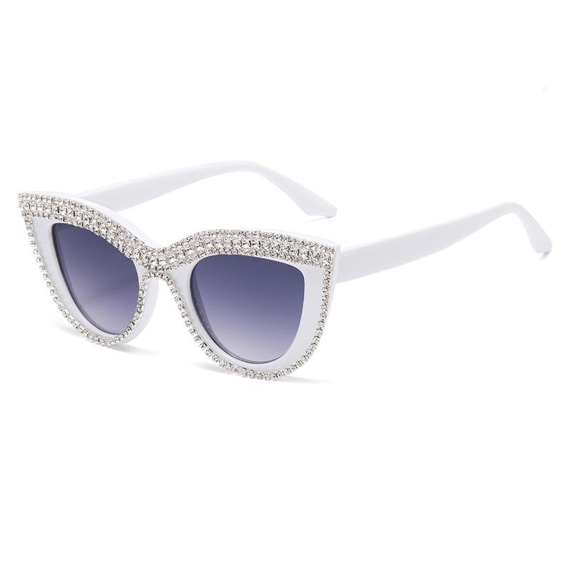 Handmade Diamond-Encrusted Glasses Cat'S Eye Sunglasses Retro Personalized Fashion Trend High-End Sunglasses