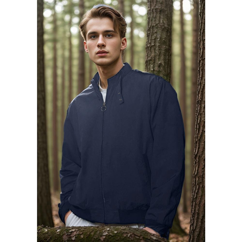 

2025 весна и осень новая европейская и американская мужская куртка-пиджак в стиле милитари однотонная на молнии с рубчатой отделкой куртка-пиджак M тёмно-синий