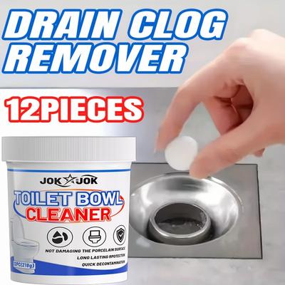 JOKJOK Multi-Use Toilet Cleaning & Drain Clog Remover Tablets - Fast-Acting Plastic Pipe Snake for Clog Dissolution, for Ceramic
