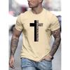 Fashion Cross Print Men's Creative Top Casual Micro Elastic Short Sleeve Crew Neck T-Shirt Outdoor Sports Men's Cotton T-Shirt