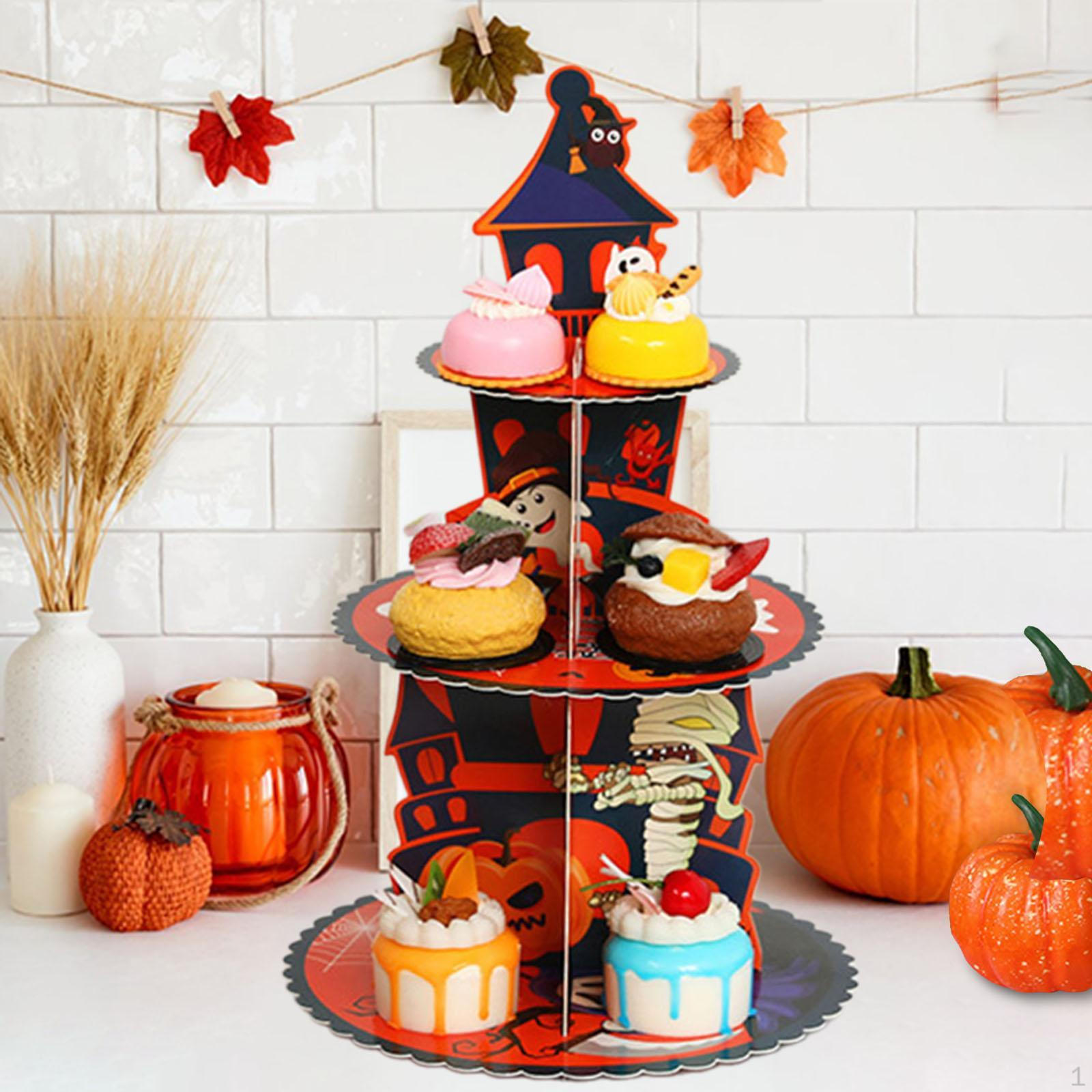 

3-х уровневая подставка для торта на Хэллоуин, подставки для послеобеденного чая, круглый десерт для кексов Style B