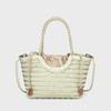 Genuine Cowhide Retro Woven Shoulder Bag, Basket Bag With Inner Pocket Beach Vacation Crossbody Bags High Quality Bucket Bag