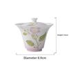 Hand-painted Purple Flower Gaiwan Japanese Tea Tureen Tea Bowl With Lid Kit Tea Making Cover Bowl Teaset Ornaments Craft