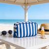 Polyester Striped Makeup Bag With Tassels For Daily Use And Travel Storage