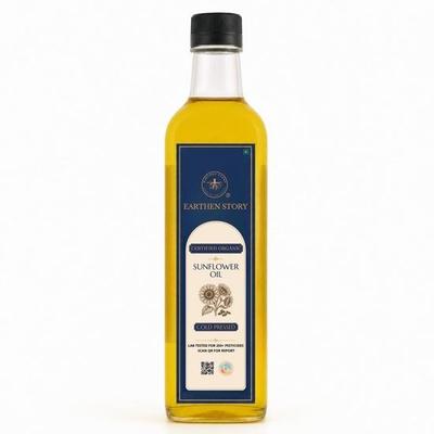 Earthen Story Cold Pressed Sunflower Oil 1L – Certified Organic & Unrefined | Chemical-Free Cooking Oil | High In Antioxidants