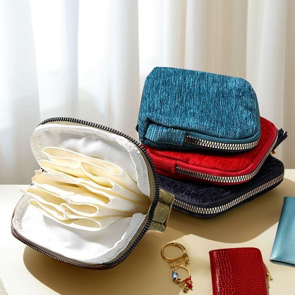 New Design with Zipper Jewelry Storage Bag Flannel Large Size Organizer Pouch Casual Multifunctional Jewelry Organizer