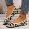Women's Leopard Print Knit Ballet Flats - Comfortable Slip-On Shoes with Soft Fabric Interior and TPR Sole, Ideal for All Seasons