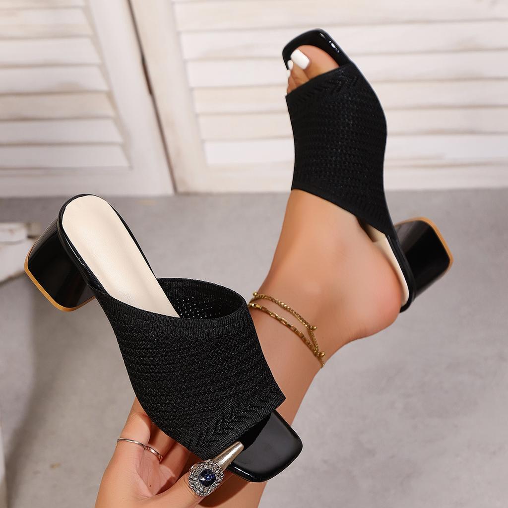 Fashion Women Sandals summer Closed Toe Comfort Slippers Women Fashion Fly Weave Outdoor Sandals Women 2025 New Medium Heel Shoes