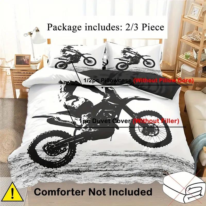 3D Print Motocross Bedding Set for Boys Adults Men Off-road Race Motorcycle Duvet Cover Bed Cover Home Polyester Quilt Cover