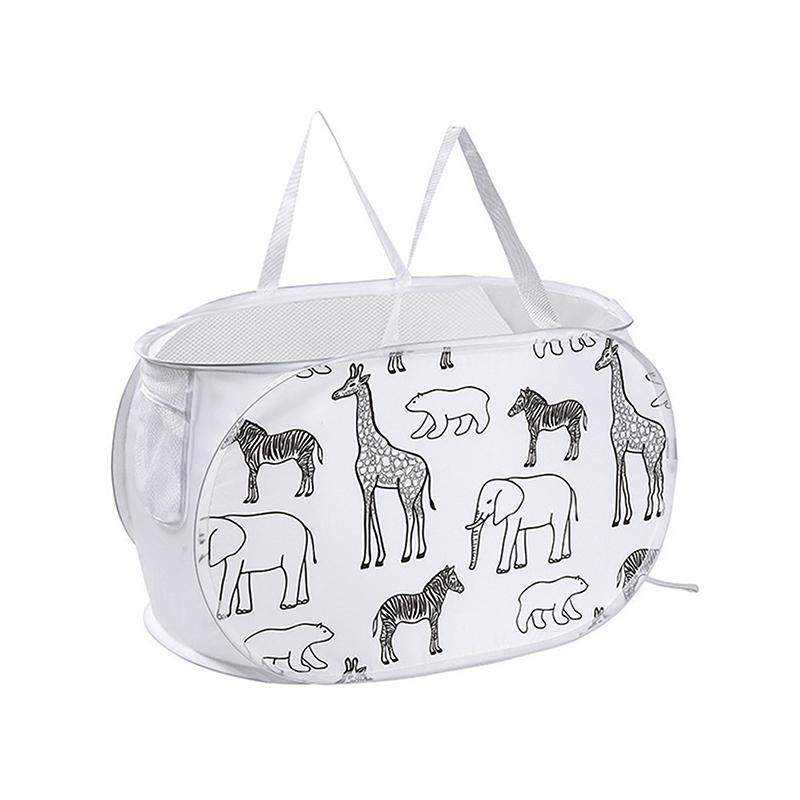1Pc Cartoon Foldable Laundry Basket Large Capacity Organizer Basket For Household Dirty Clothes Nylon Mesh Bag For Toy Storage