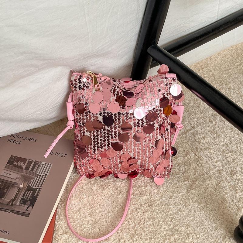 Fashion Fashion Sequined Mobile Phone Small Square Bag Female 2025 New Niche Design Western Style Shoulder Bag Mini All-match Chain