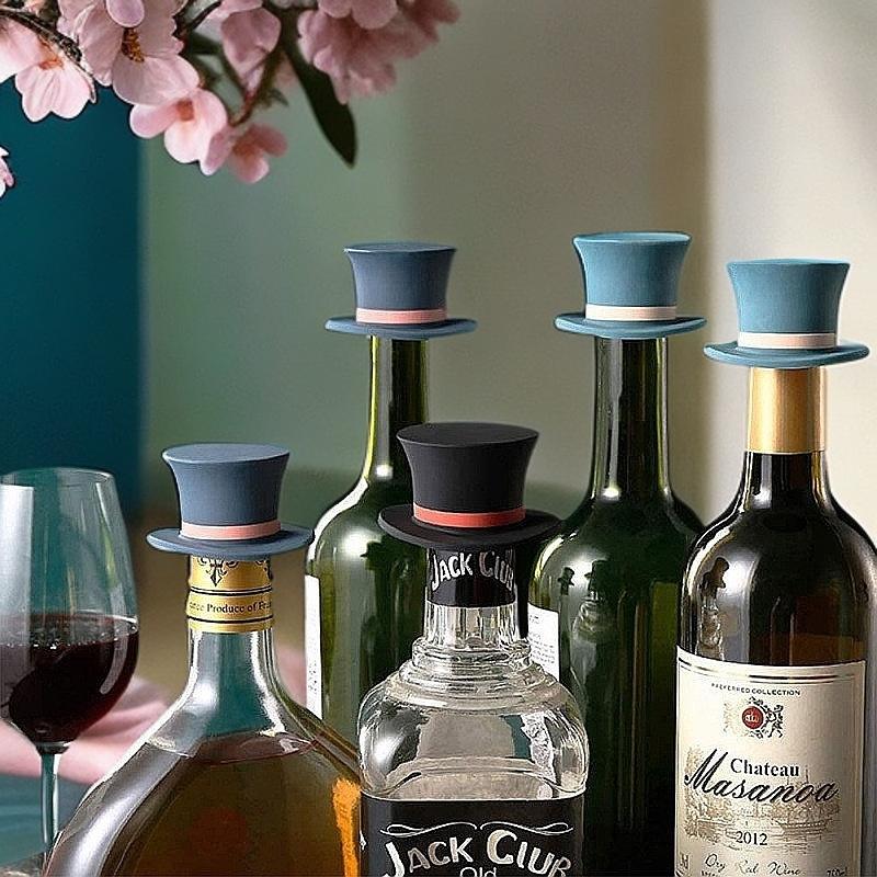 1/3Pcs Magic Hat Silicone Wine Stopper Reusable Dustproof Bottle Seal Corkscrew For Freshness Home Bar Christmas Party Use
