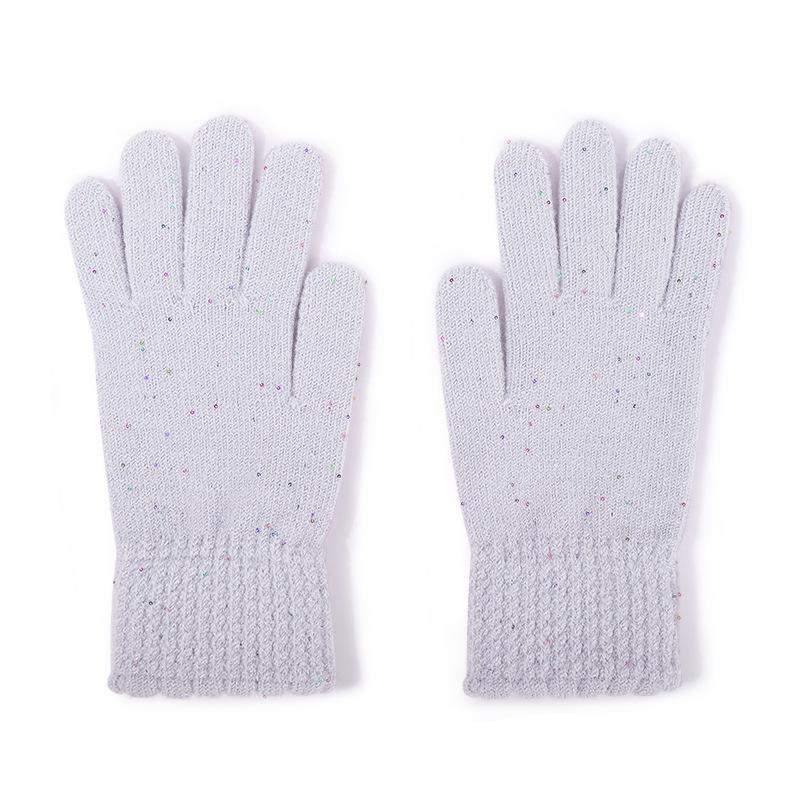 Winter Adult Gloves Women's Color Dot Bow Dew Finger Riding Gloves Women's Outdoor Double Layer Thickened Warm Gloves Men's