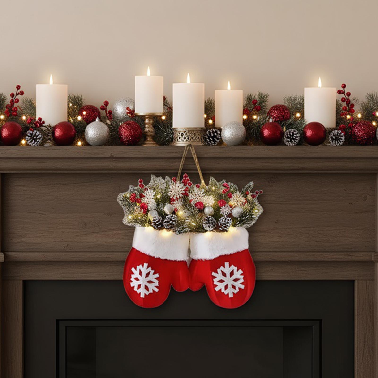 

Рождественские перчатки Рождественский светящийся венок со светом Рождественский венок Искусственная гирлянда для стены входной двери окна камина a