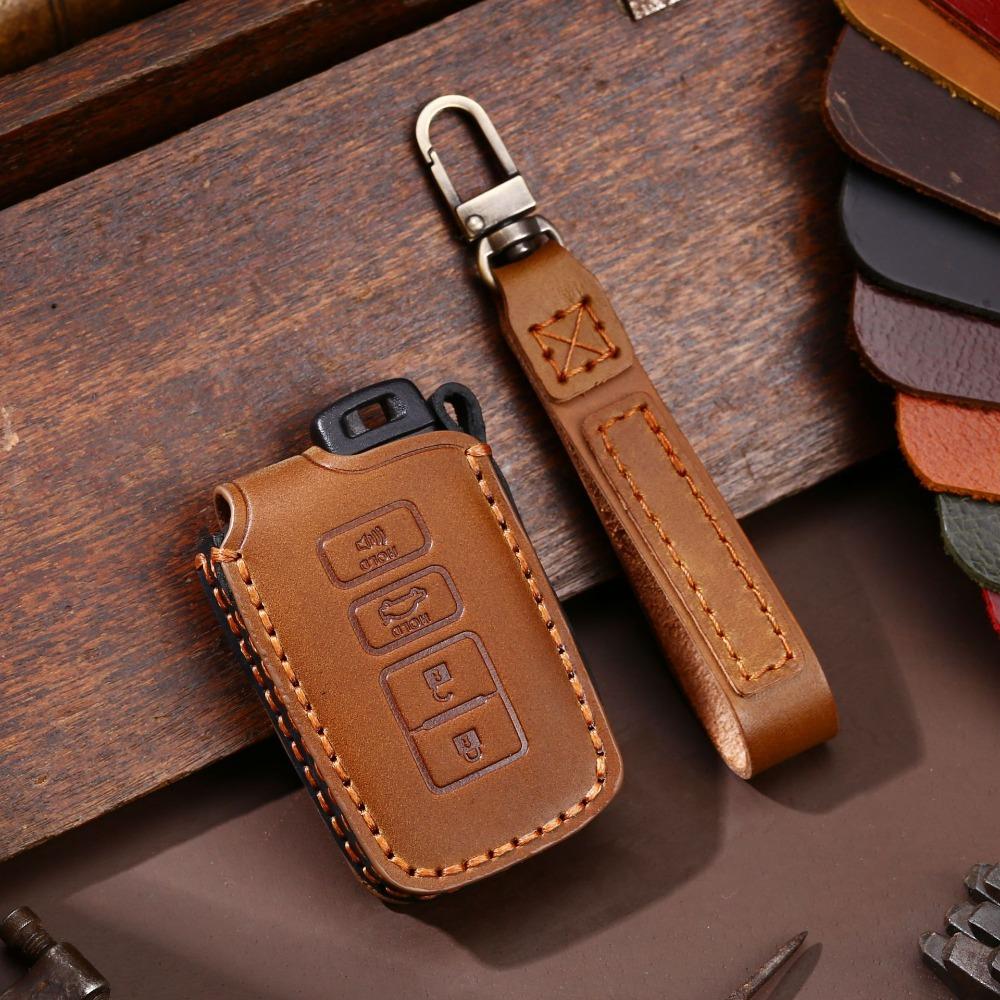 Genuine Crazy Horse Leather Key Cover for TOYOTA North America Models Car Key Protector