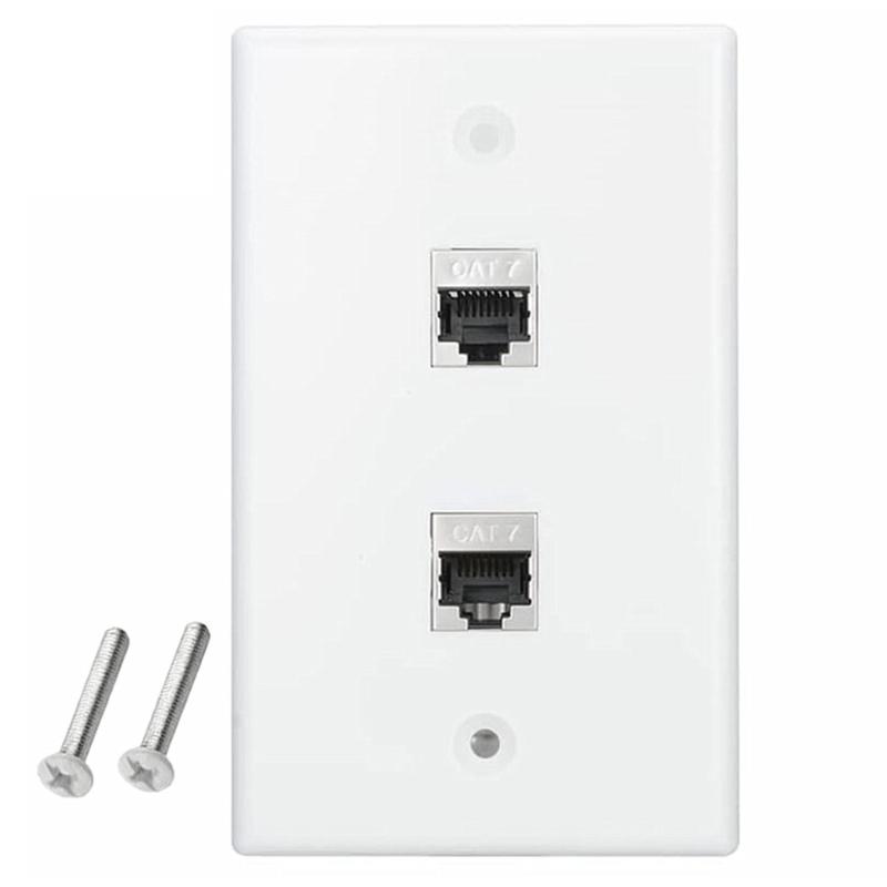 Reliable Wall Plate with Multiple Port, US Faceplates, White Ethernet Wall Outlet Cat7 Face Plate for Keystones Couplers
