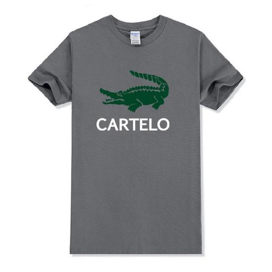

Новинка весны/лета 2024, брендовая хлопковая футболка CARTELO с круглым вырезом, мужская и женская красочная футболка с логотипом, топ с короткими рукавами