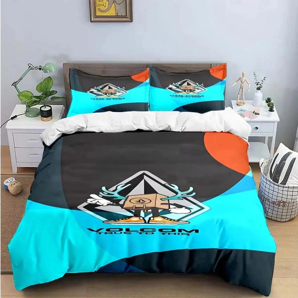 New V-VOLCOM 3D NEW Duvet Cover Pillowcase Bedding Set Adult Boy Girl Bedroom Decoration Children Single Double Large