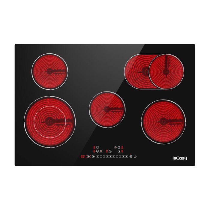 Plaque de Cuisson Électrique - ISEASY - LT5-04 - Vitrocéramique - 2 Zones - 2500 W