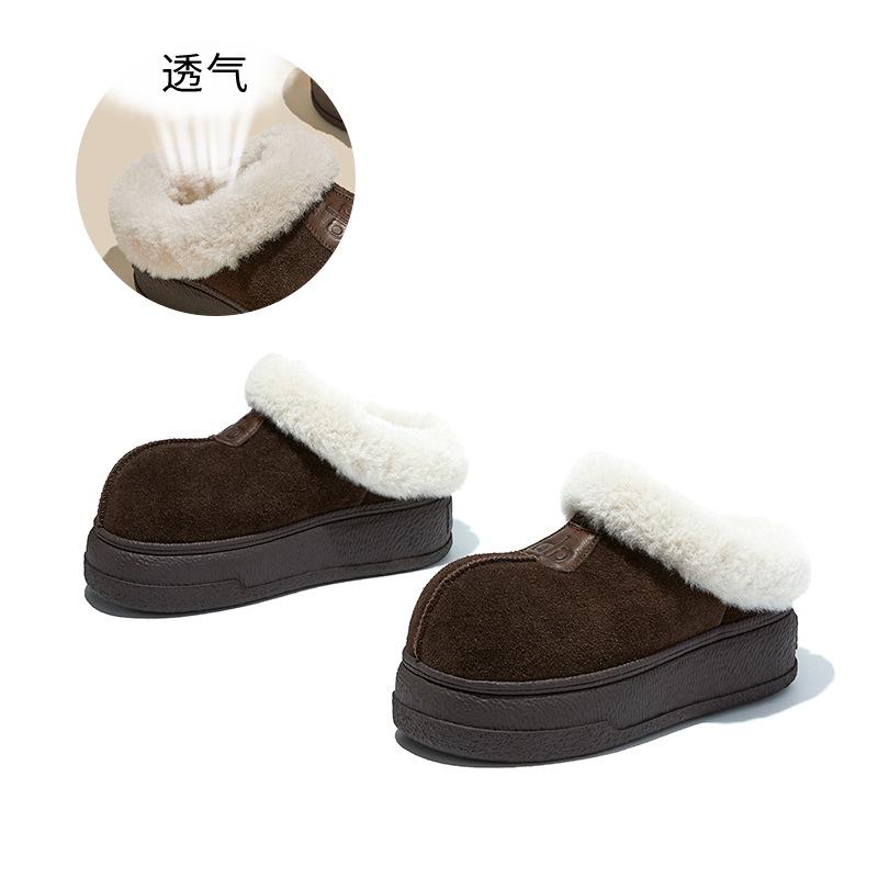 First layer cowhide foam bottom kapibara snow boots women s winter thermal cotton shoes retro boots women 40 темно-коричневого 6170₽