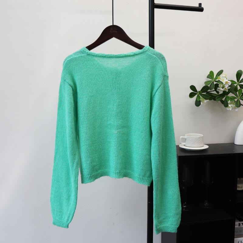 Early autumn new thin soft waxy knitted cardigan simple versatile and thin solid color sweater jacket women