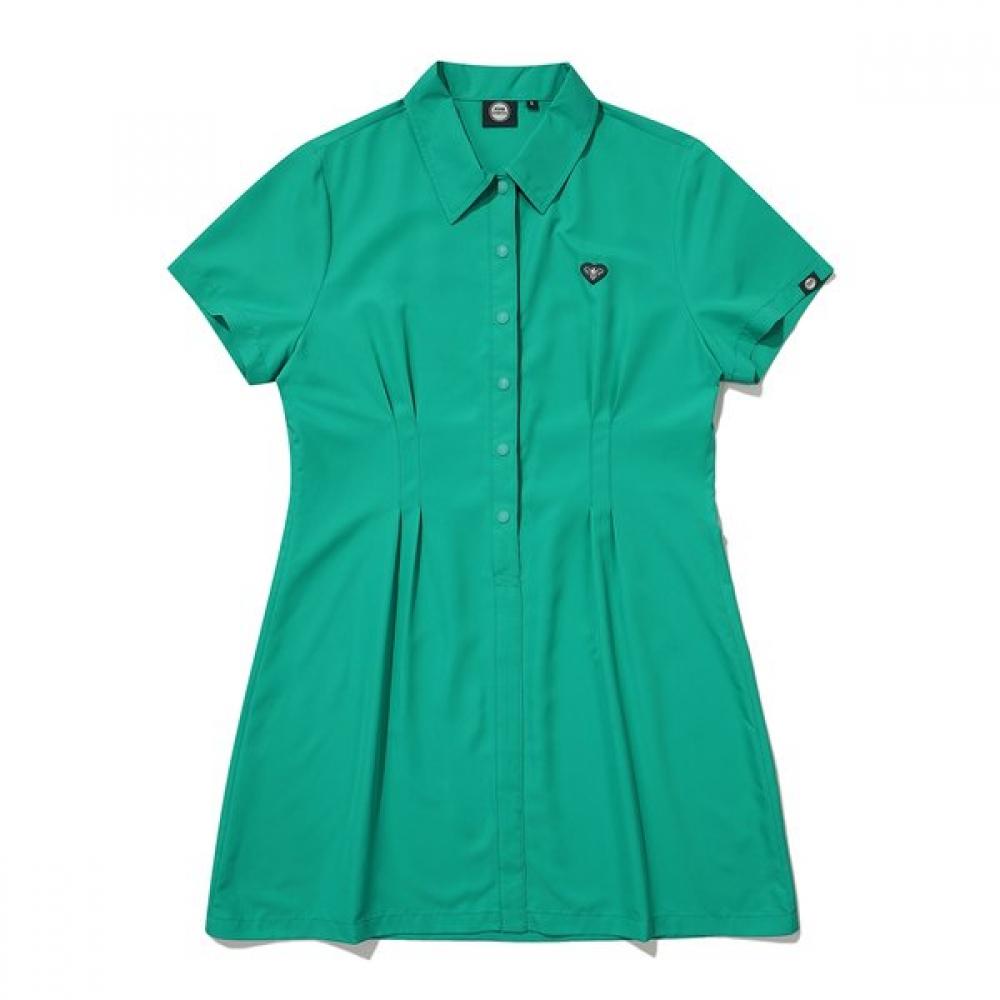Women S Knit Collar Point Woven dreSS Green 070