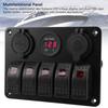 Switch Panel DC 12 To 24V 5 Gang Aluminum Alloy IP65 Water Resistant Prewired Rocker Switch Panel with Dual USB Cigar