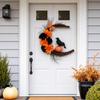 Plastic Cat Crow Wreath Gothic Style Artificial Flower Garland Halloween Wreath  Window Wall Decor
