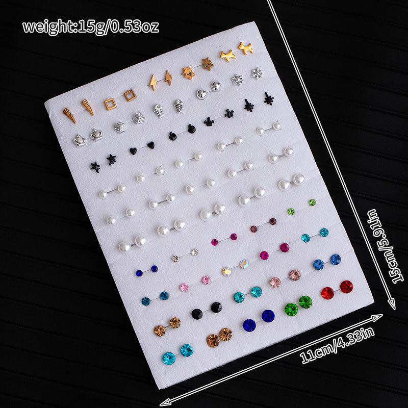 Размер Разноцветные Стразы 50 Пар Набор Серьги Студенческие Доступные Серьги Фруктовые Ломтики Цветные Модные Универсальные Серьги