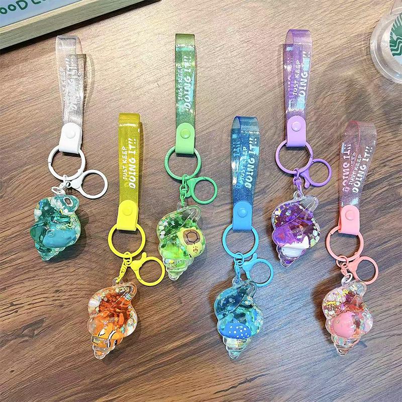 Snäcka Sand Flytande Flaska Nyckelring - Söt Docka Prydnad Hänge