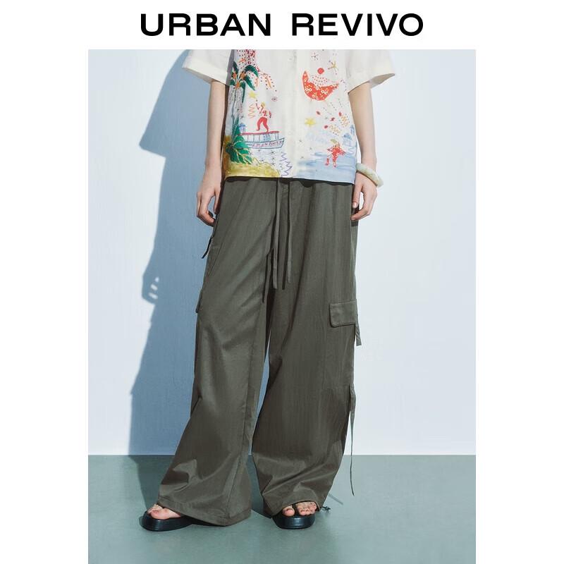 Women's Elastic Waist Cargo Wide-Leg Pants