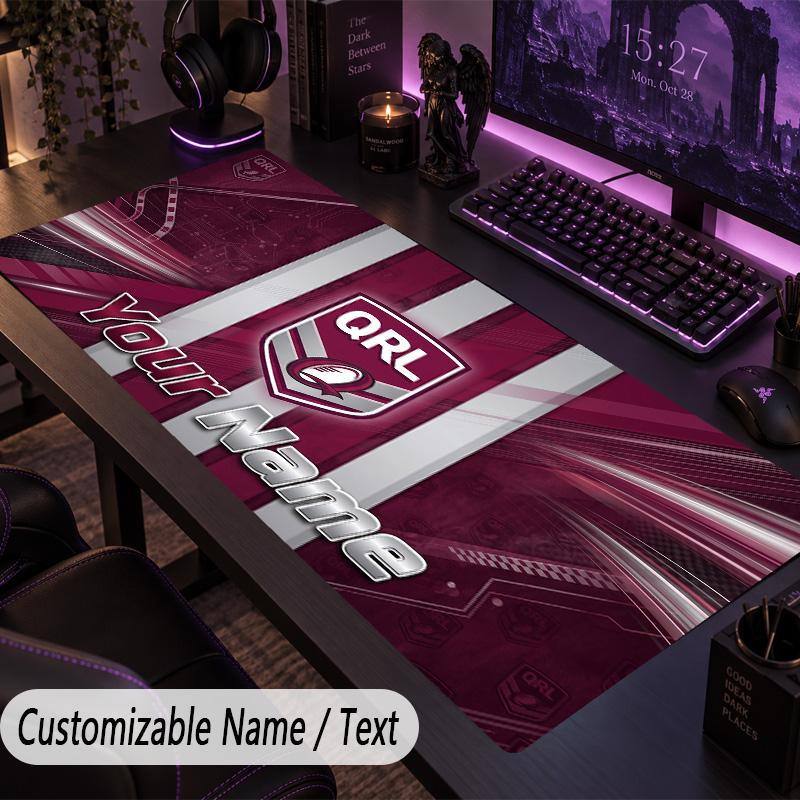 Large Mouse PadQueensland Maroons Custom Name Text Personalized Desk Mat Non Slip Gaming Pad