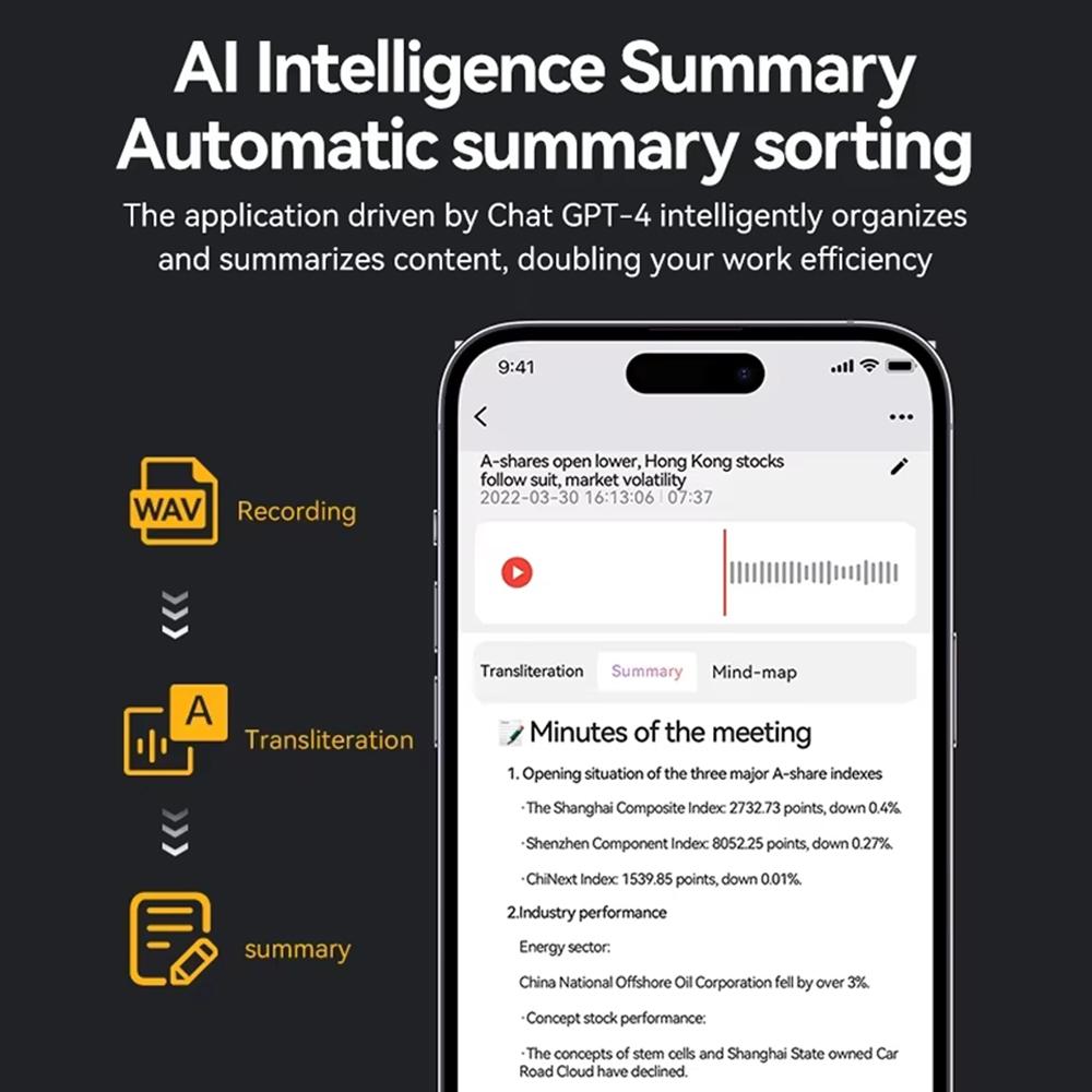 8-128gb Ai Chatgpt-4 App Phone Call Voice Recorder Smart Real Time Transcribe Summarize 58language Translation Audio Dictaphone