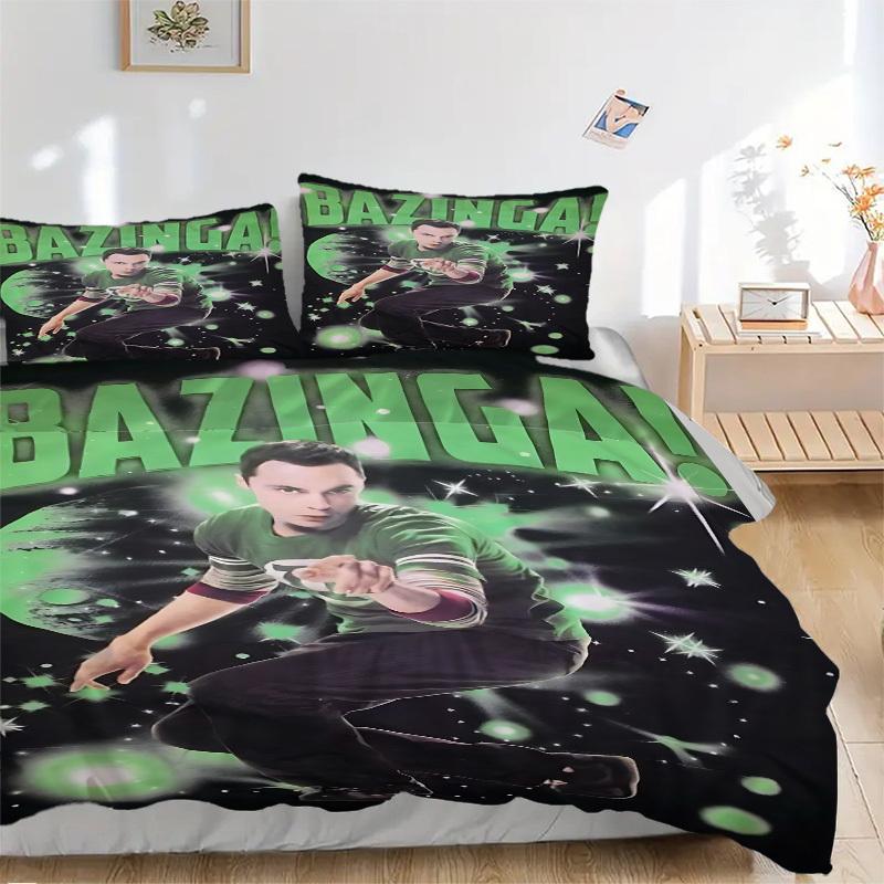 

3pcs BAZINGA Duvet Cover Set, 1 Duvet Cover + 2 Pillowcases (No Insert), High-Definition Print, Home & Dorm Set yy251208054 135x200cm