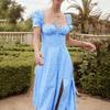 Women's Printed French Floral Backless Slim-fitting Suspender Split-ended Dress