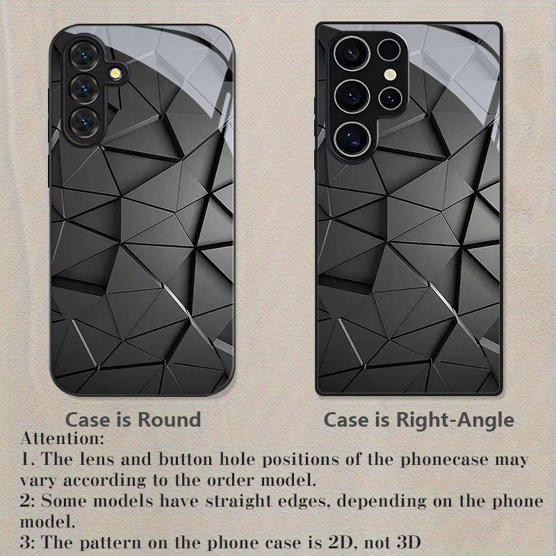 New Black Geometric Triangle Pattern Black TPU Glass Phone Casesuitable for Samsung S26 S25 S24 S23 S22 S21 S20and other models