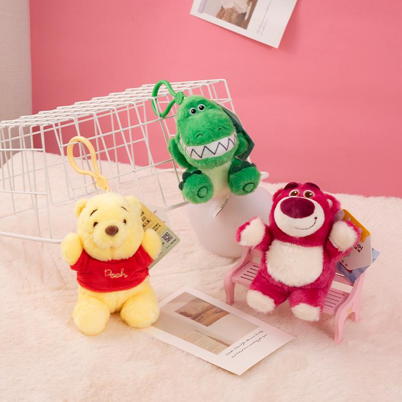 Disney Rex Dinosaur Pendant Winnie the Pooh Lotso Plush Toy Cute Doll Keyring Children's Toy Backpack Pendant Birthday Present