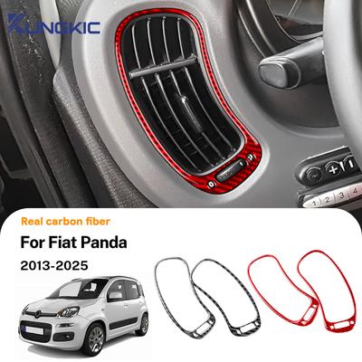 Do Fiat Panda 2013-2019 2020 2021 2022 2023 2024 2025 Prawdziwa Miękka Naklejka z Włókna Węglowego LHD RHD Samochodowy Nawiew Powietrza Panel Instrumentów
